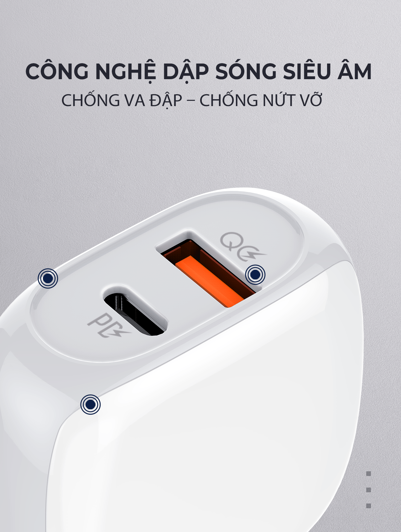 Bộ sạc nhanh SUPER A2313C 2 cổng PD+QC3.0 20W kèm cáp Type C-Type C 1m