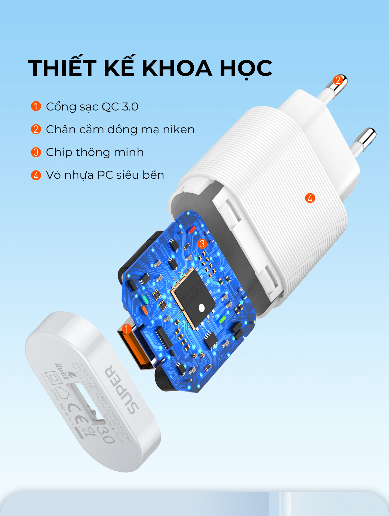 Củ sạc nhanh SUPER A303Q QC3.0 18W