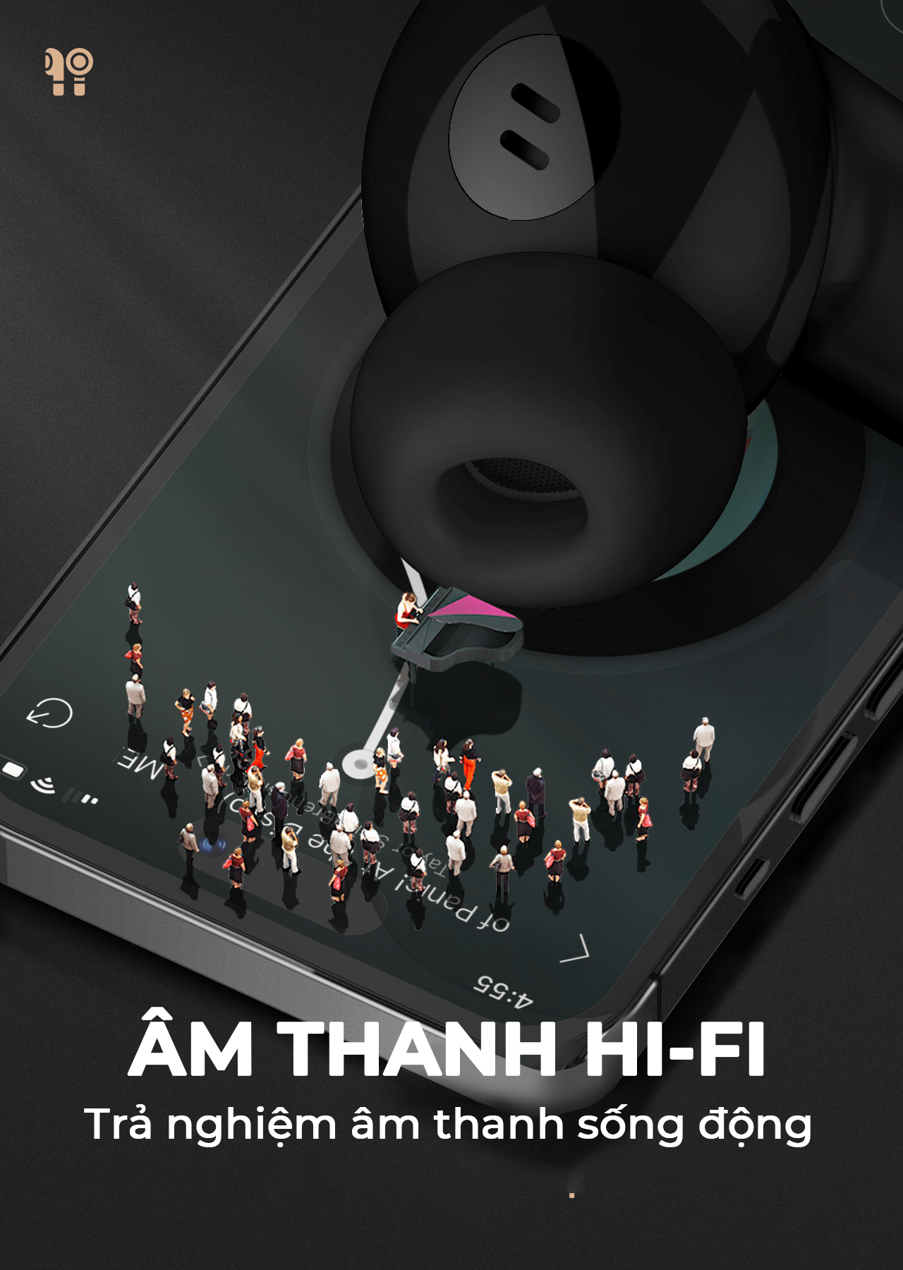 Tai nghe stereo không dây cao cấp SUPER T06 Wireless, màu Đen