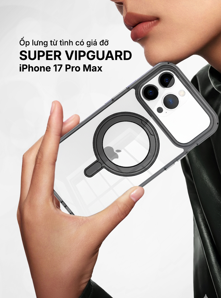 Ốp lưng từ tính có giá đỡ SUPER VIPGuard iPhone 17 Pro Max