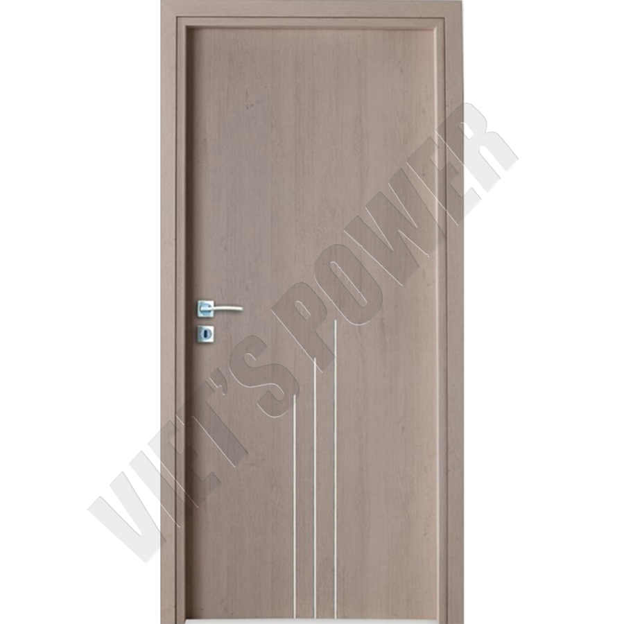 Cửa phẳng phủ Melamine kết hợp chỉ nhôm trang trí