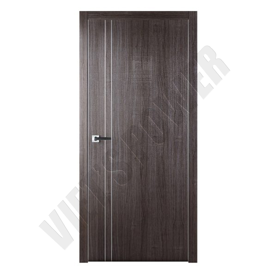 Cửa phẳng phủ Veneer kết hợp chỉ nhôm trang trí