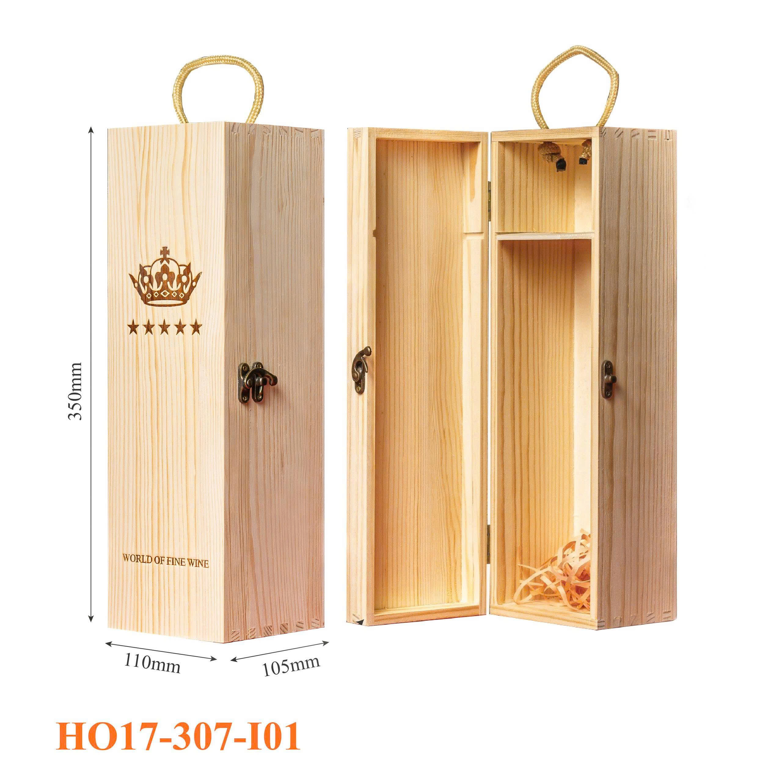 Phụ kiện Hộp Gỗ Đựng Vang 1 Chai