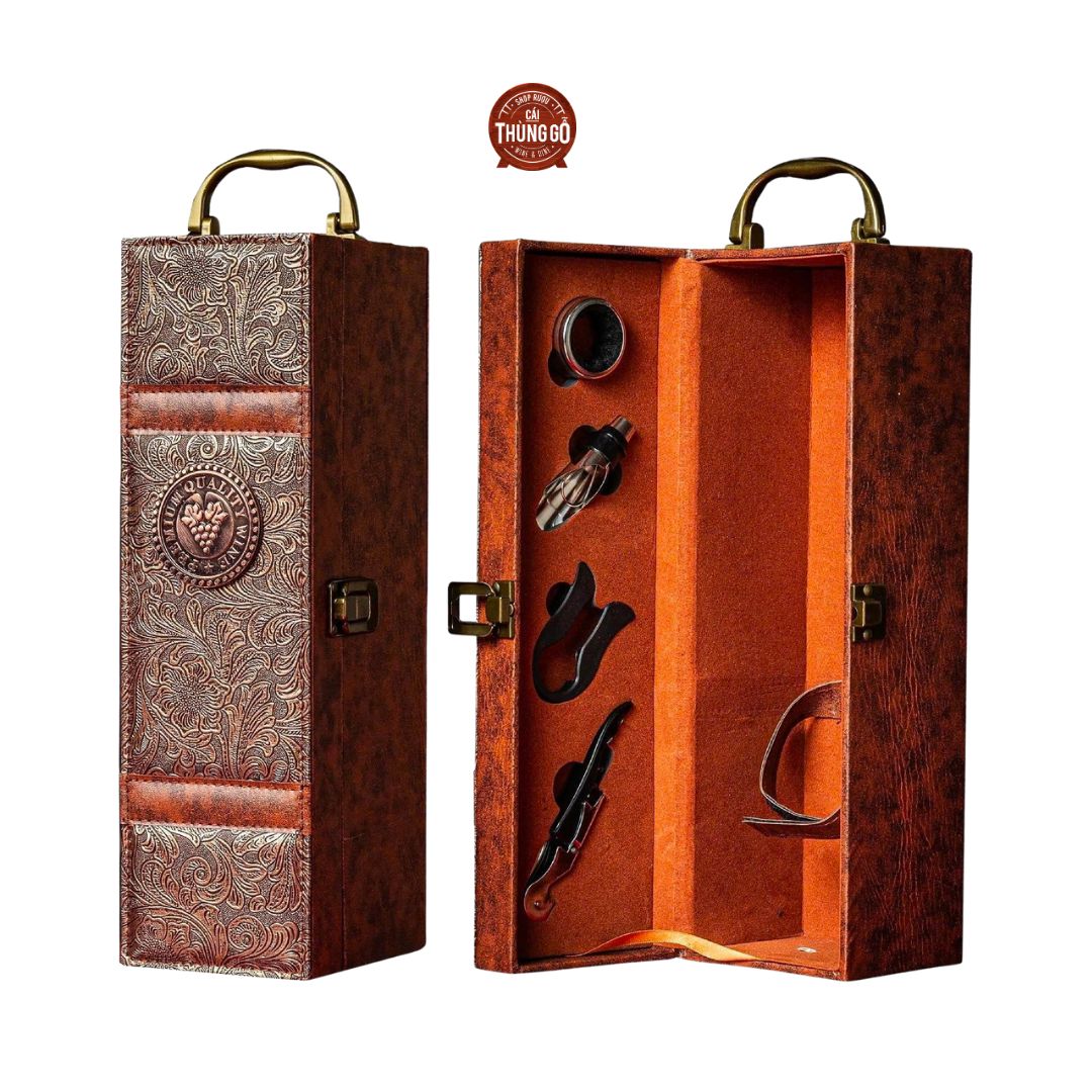 Phụ kiện Hộp Da Đựng Vang 1 Chai