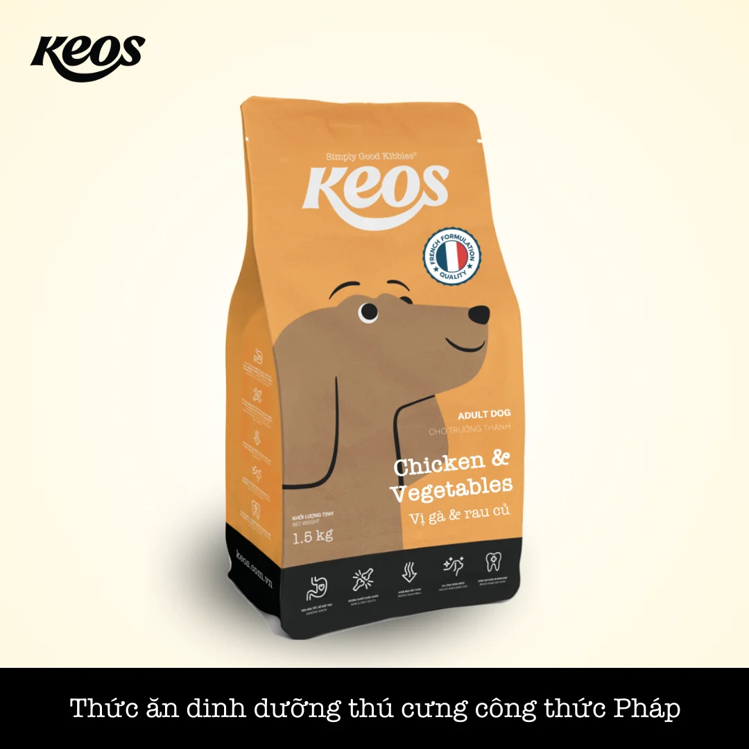 KEOS TAHH cho chó trưởng thành vị gà & rau củ-Bag 20kg