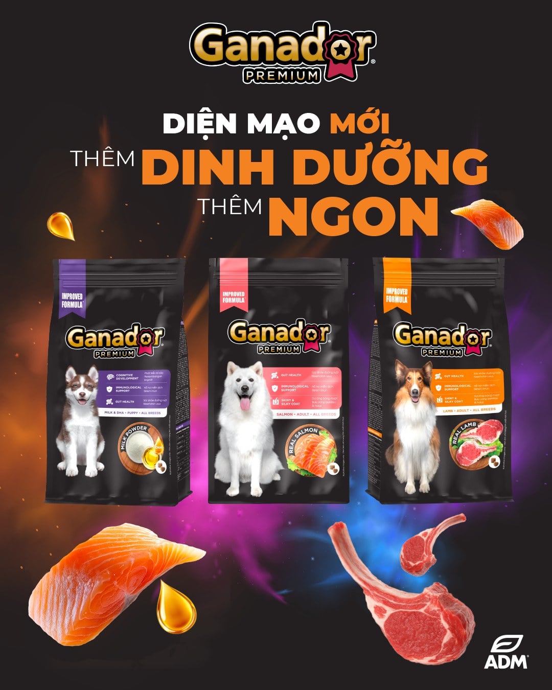 GANADOR PREMIUM DOG PUPPY WITH MILK AND DHA_20KG (50X0.4KG) VN THỨC ĂN CHÓ