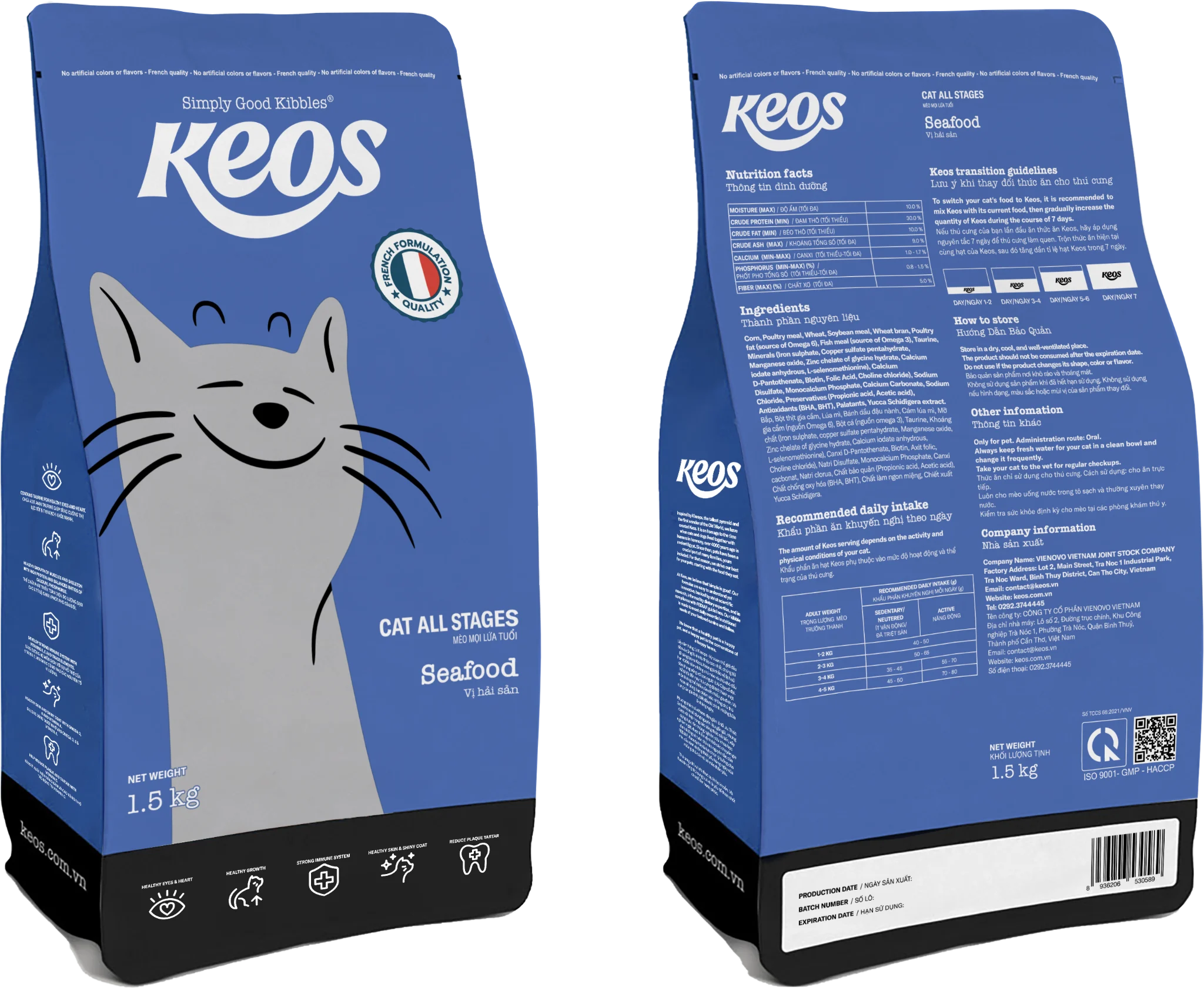 KEOS TAHH cho mèo vị hải sản dành cho mọi lứa tuổi-Bag 7kg (20x350g)