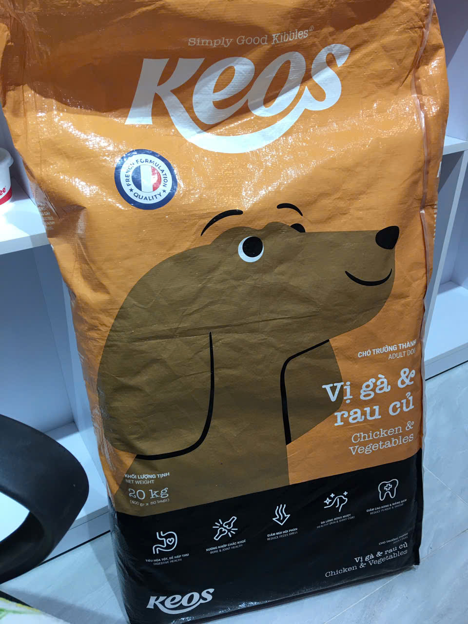 KEOS TAHH cho chó trưởng thành vị gà & rau củ-Bag 20kg (50x400g)
