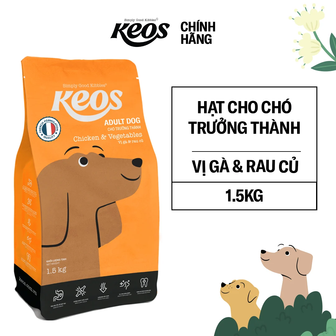 KEOS TAHH cho chó trưởng thành vị gà & rau củ-Box 9 kg (6x1.5kg)