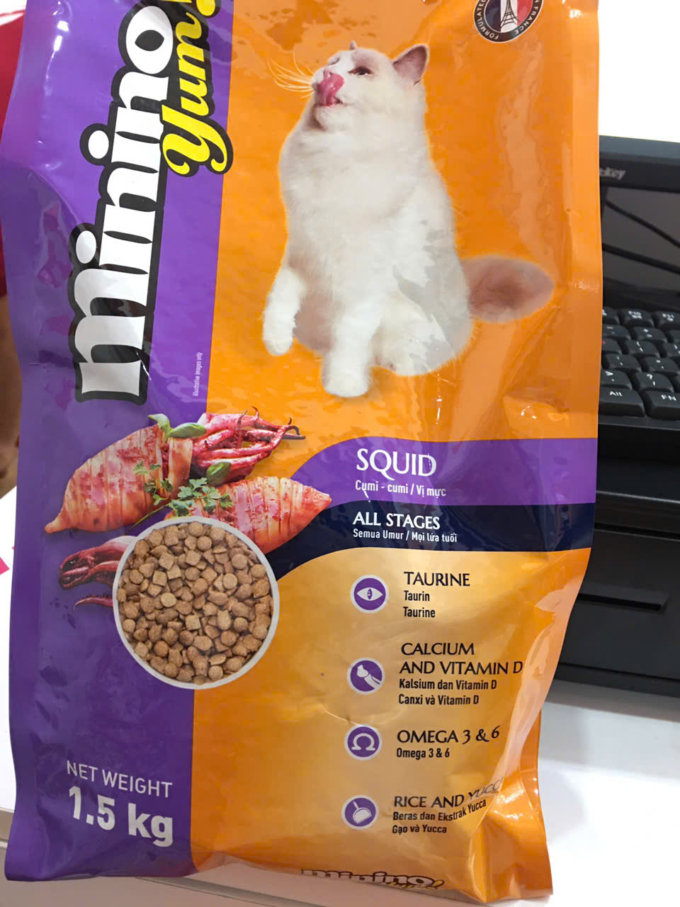 Minino Yum Squid-Thùng 9kg(6x1.5kg)-Thức ăn mèo