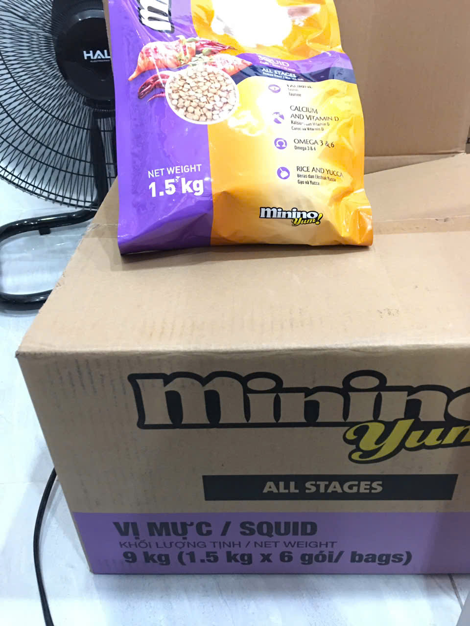 Minino Yum Squid-Thùng 9kg(6x1.5kg)-Thức ăn mèo
