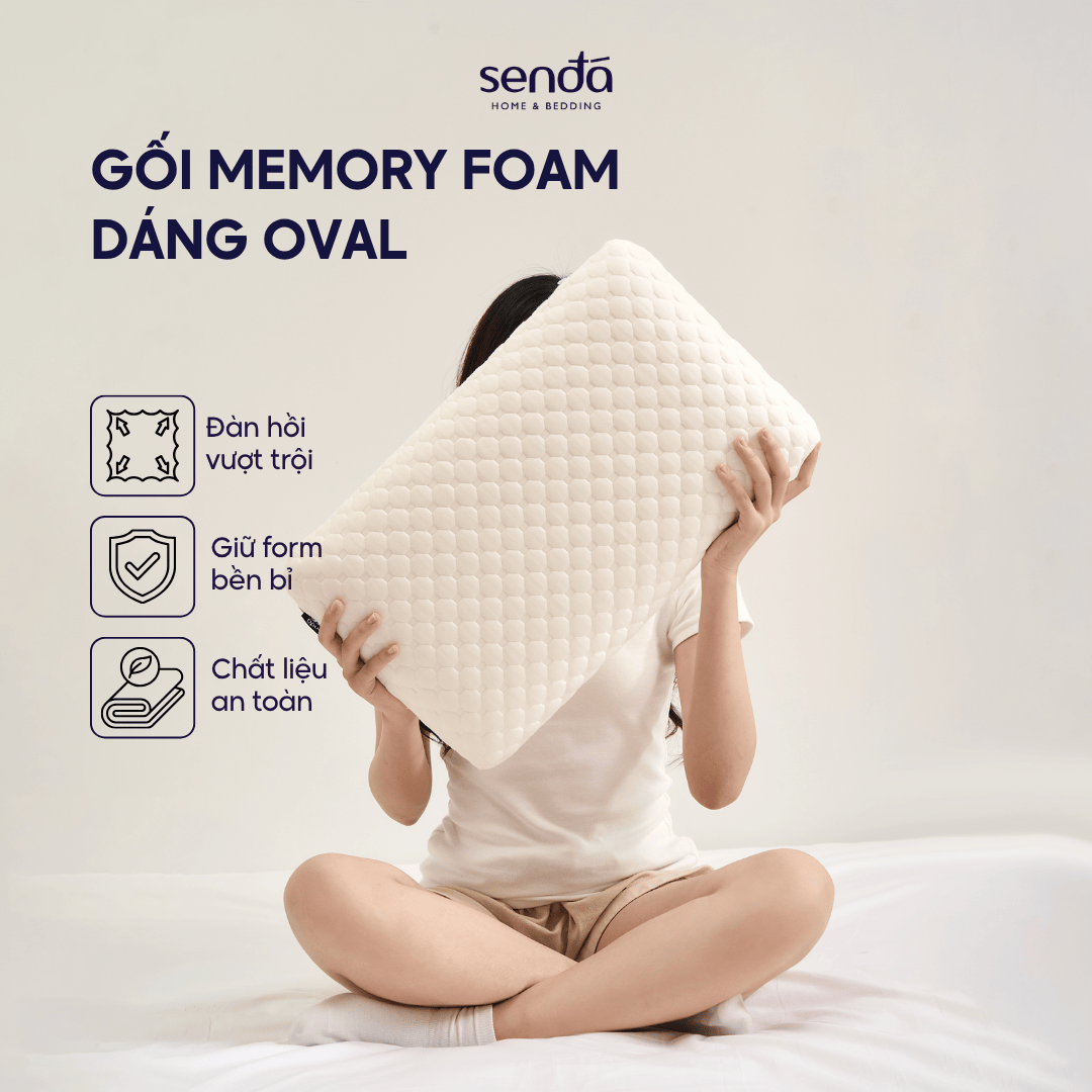 Gối Memory Foam dáng Oval Sen Đá Home Bedding - Êm ái nâng đỡ, ngủ ngon mọi tư thế