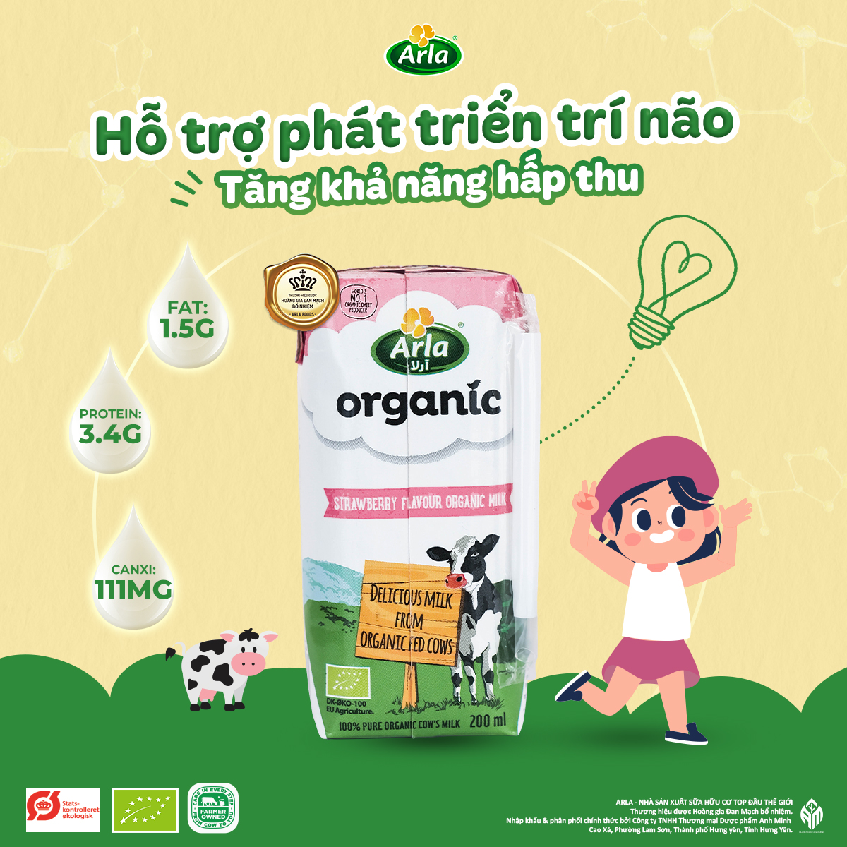 Sữa Tươi Hữu Cơ Arla Vị Dâu