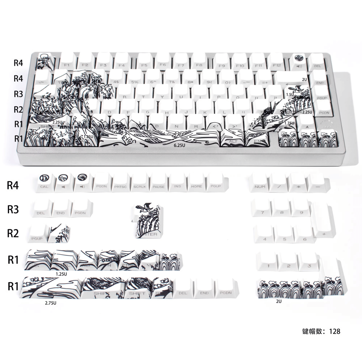 Keycap CMK Wave of Kanagawa PBT Dye-sub Cherry Profile