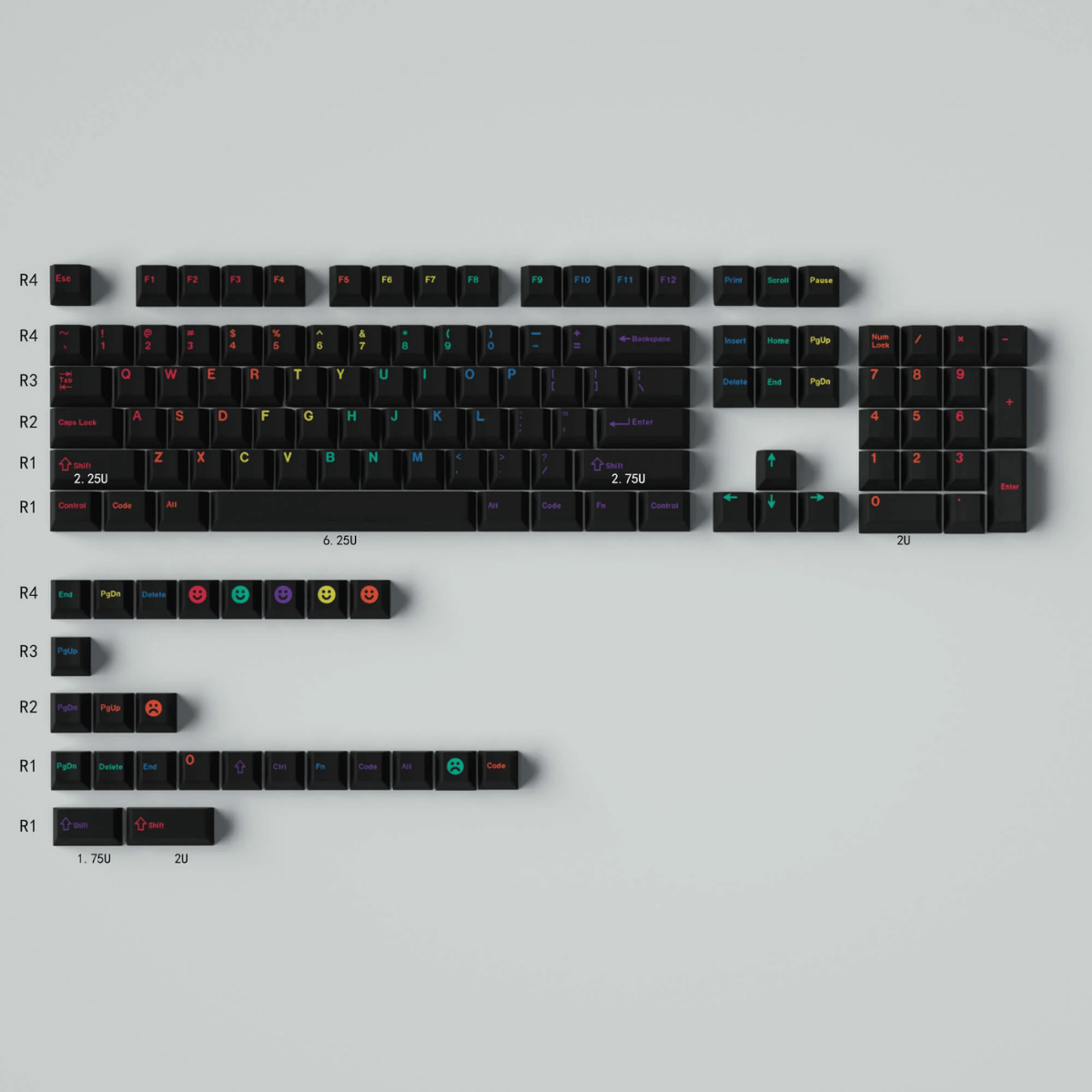 Keycap CMK PBT Midnight Rainbow PBT Dye-sub Cherry Profile