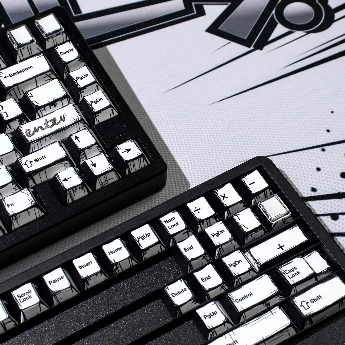 Keycap NDN Comic Style Monochrome PBT Dye-sub Cherry Profile