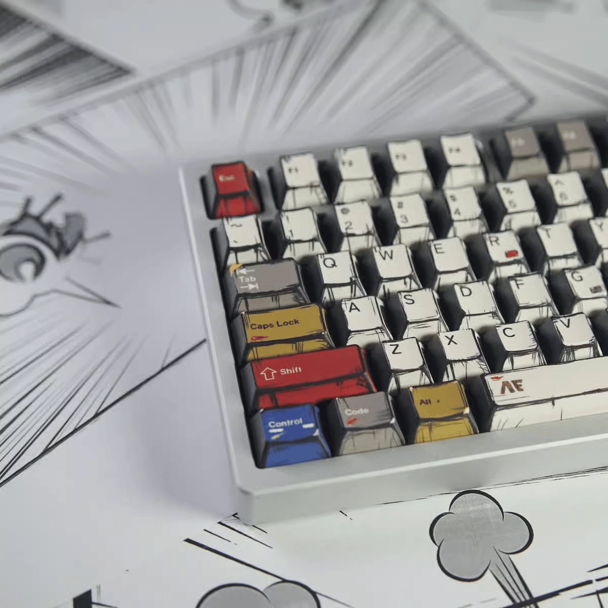 Keycap NDN Comic Style Mix Color PBT Dye-sub Cherry Profile