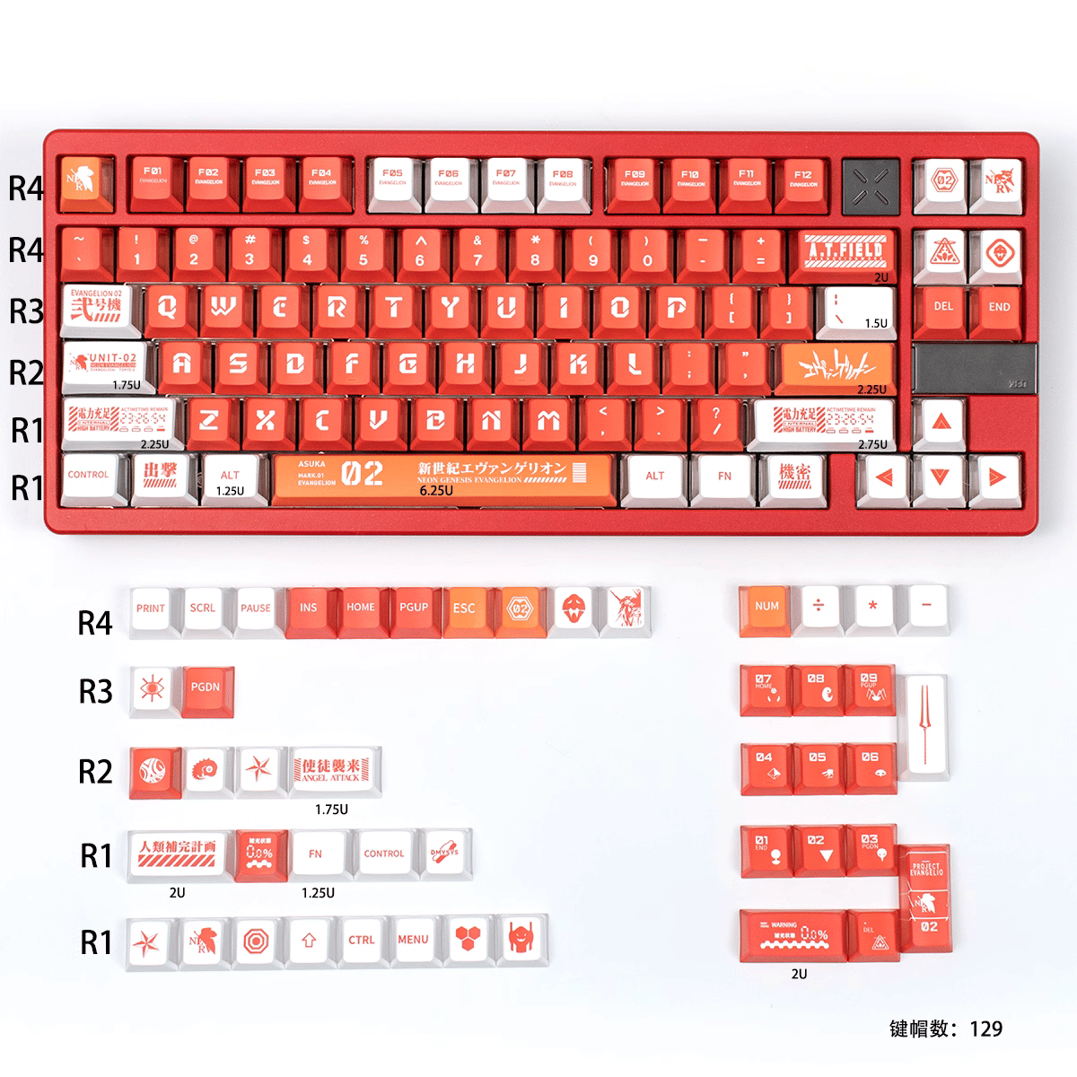 Keycap CMK Shin Seiki Evangelion PBT Dye-sub Cherry Profile
