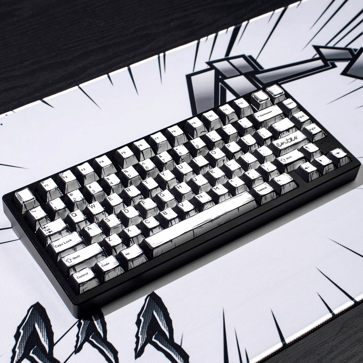 Keycap NDN Comic Style Monochrome PBT Dye-sub Cherry Profile