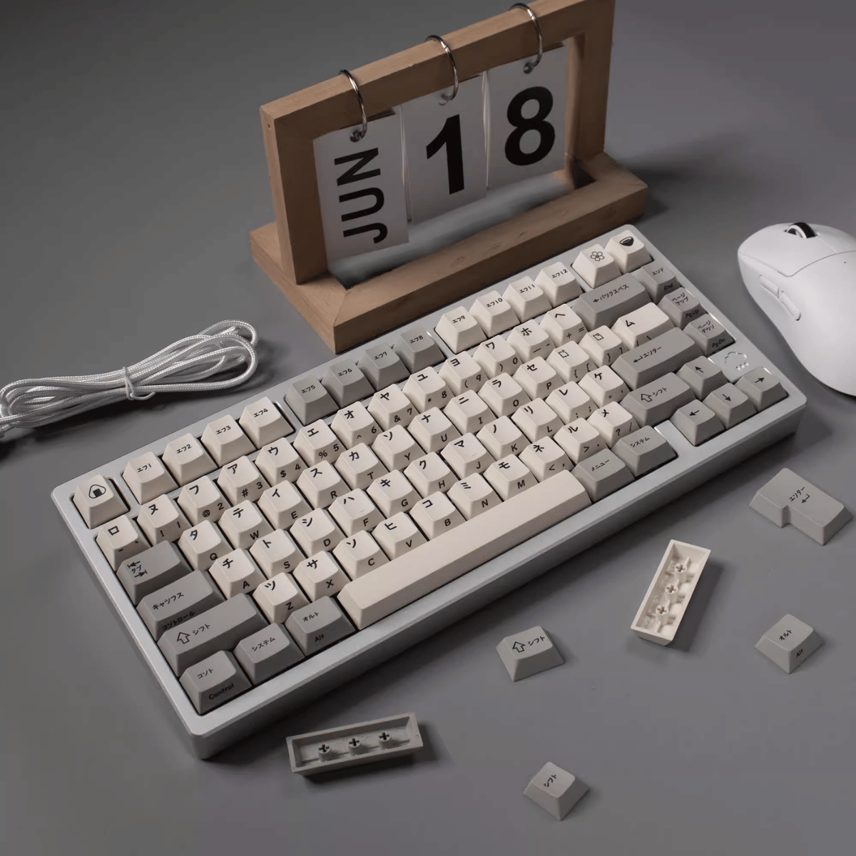 Keycap CMK PBT Retro Japanese Katakana PBT Dye-sub Cherry Profile