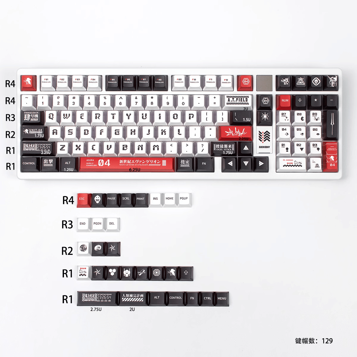 Keycap CMK Shin Seiki Evangelion PBT Dye-sub Cherry Profile