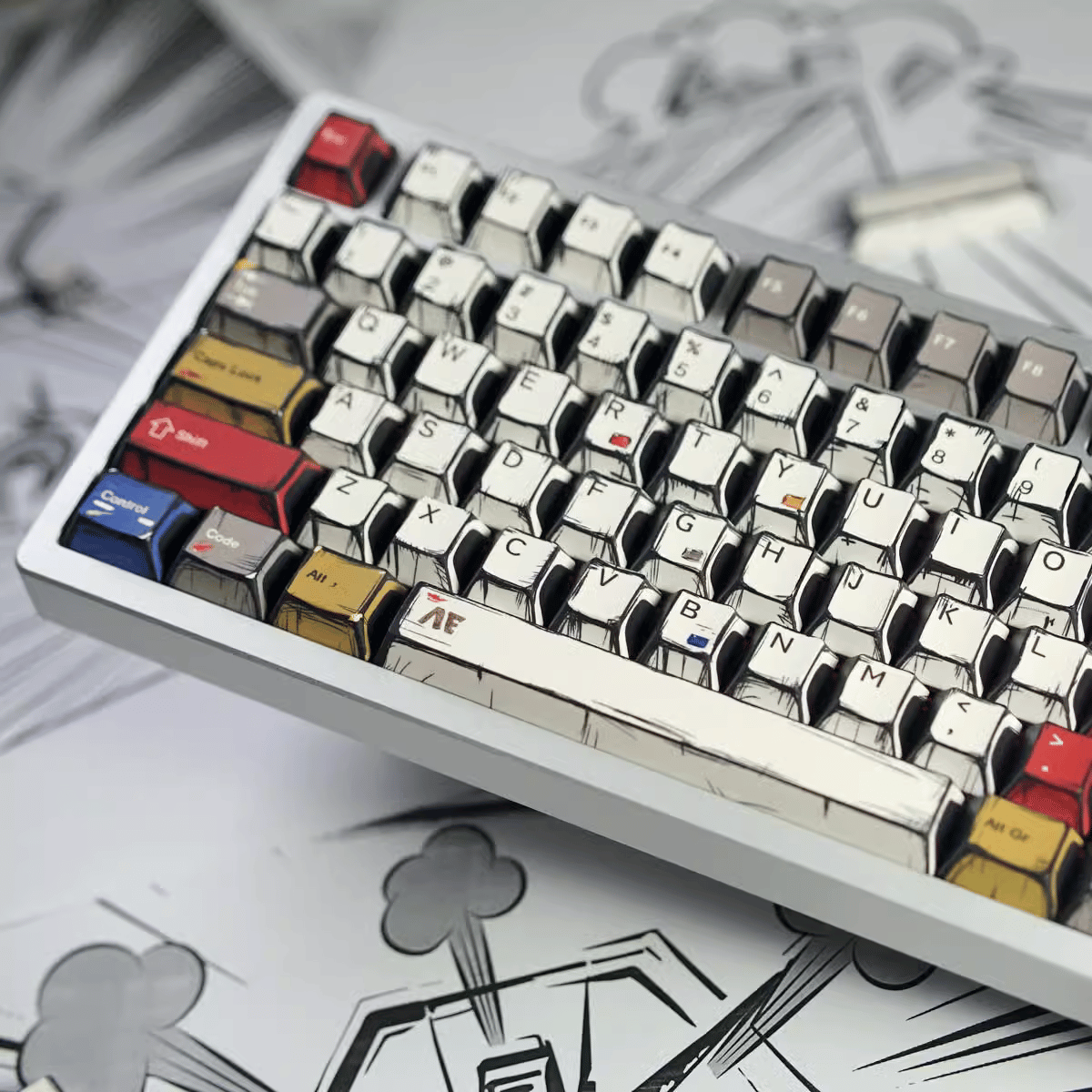 Keycap NDN Comic Style Mix Color PBT Dye-sub Cherry Profile