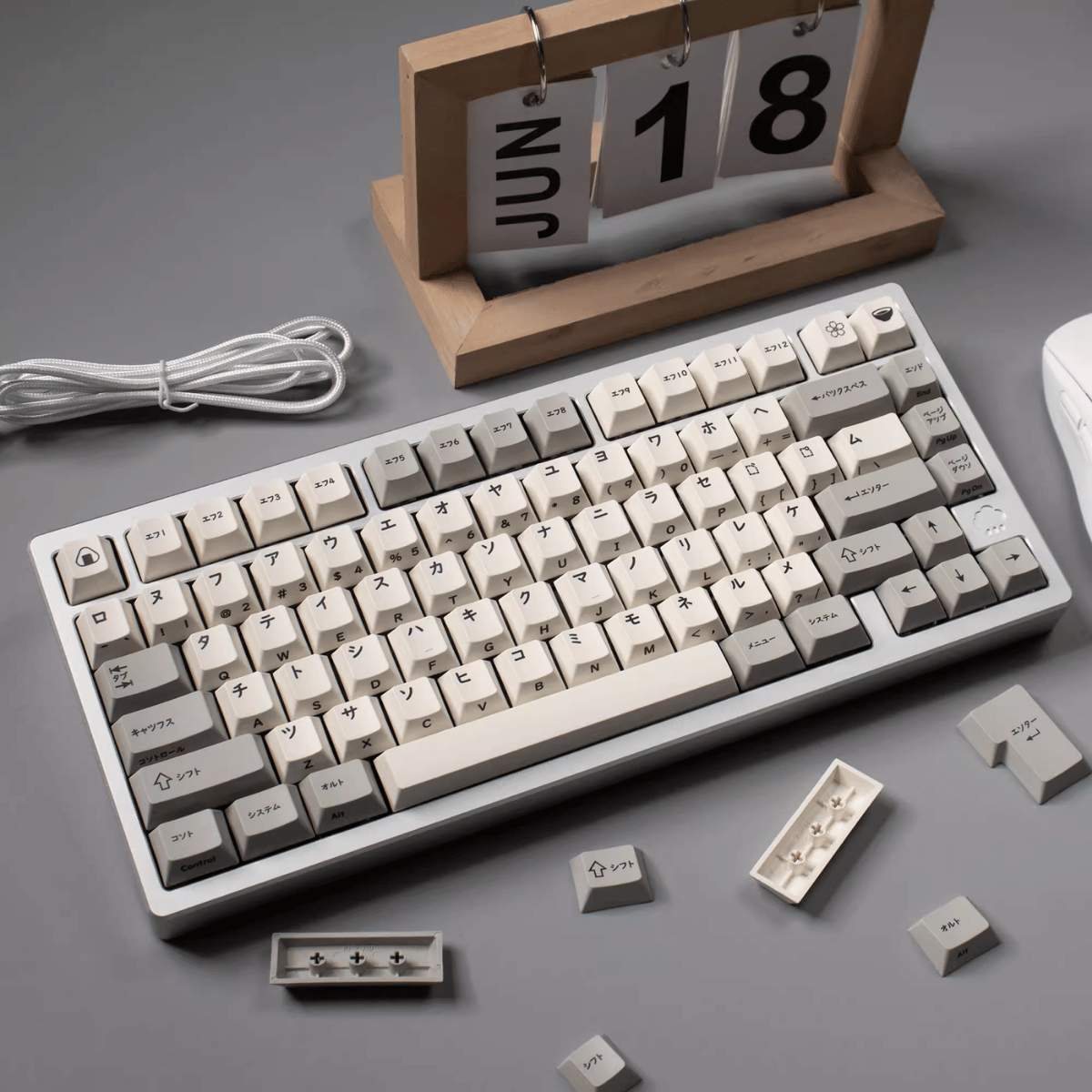 Keycap CMK PBT Retro Japanese Katakana PBT Dye-sub Cherry Profile