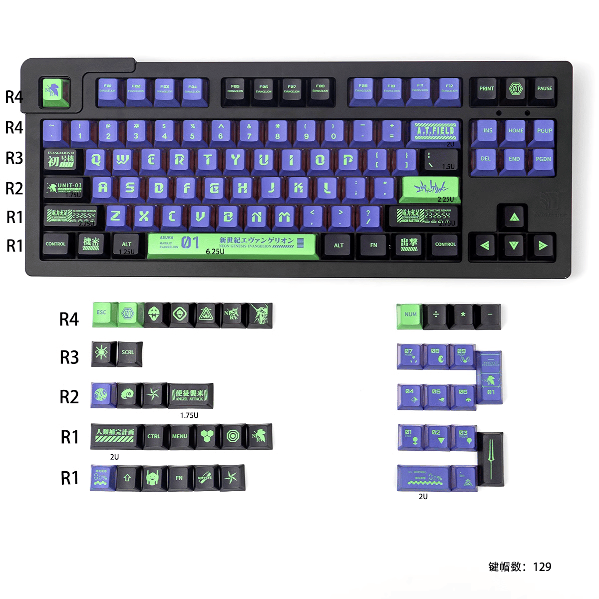 Keycap CMK Shin Seiki Evangelion PBT Dye-sub Cherry Profile