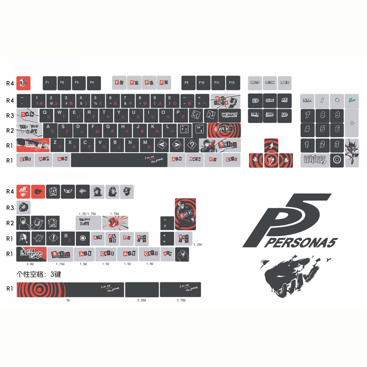 Keycap Persona 5 Royal PBT Dye-sub Cherry Profile