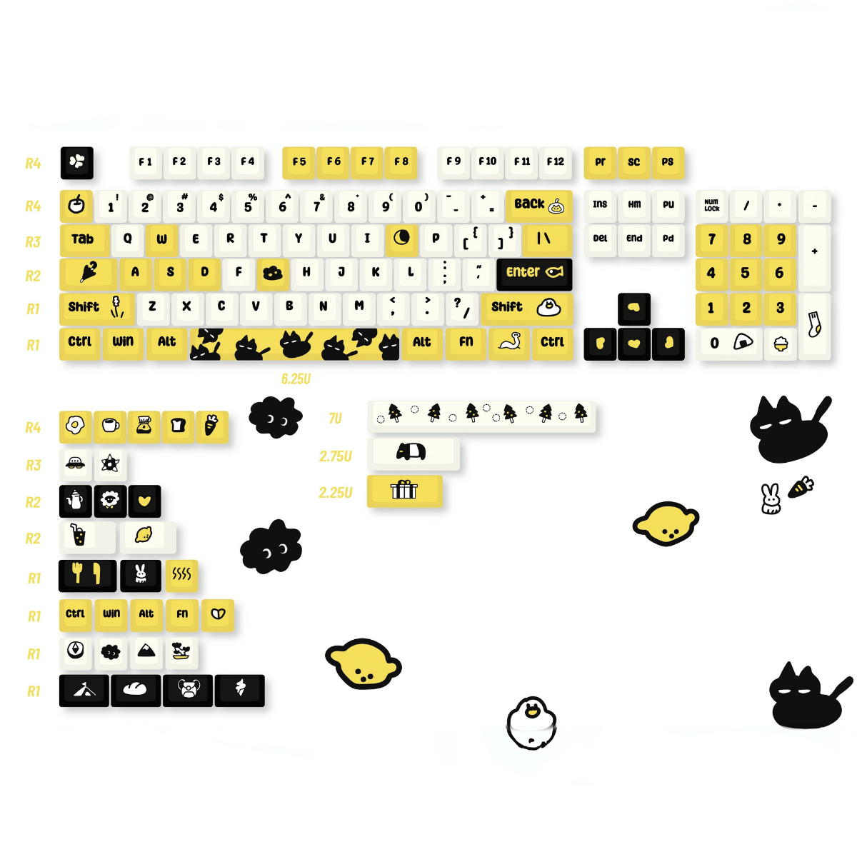 Keycap Graffiti Cat PBT Dye-sub Cherry Profile