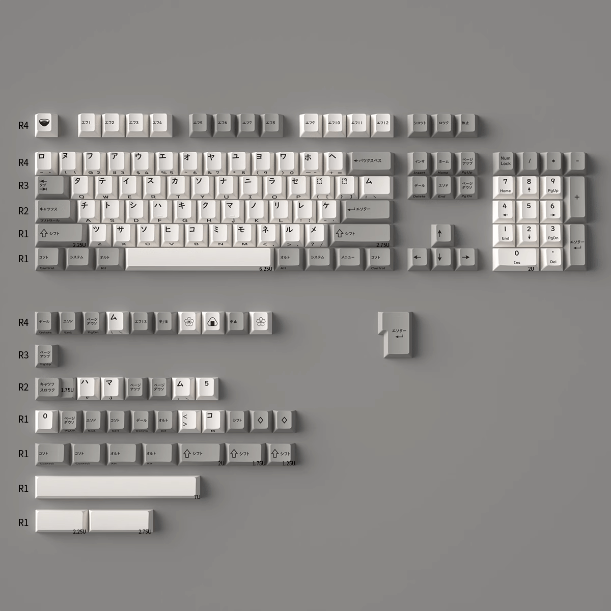 Keycap CMK PBT Retro Japanese Katakana PBT Dye-sub Cherry Profile