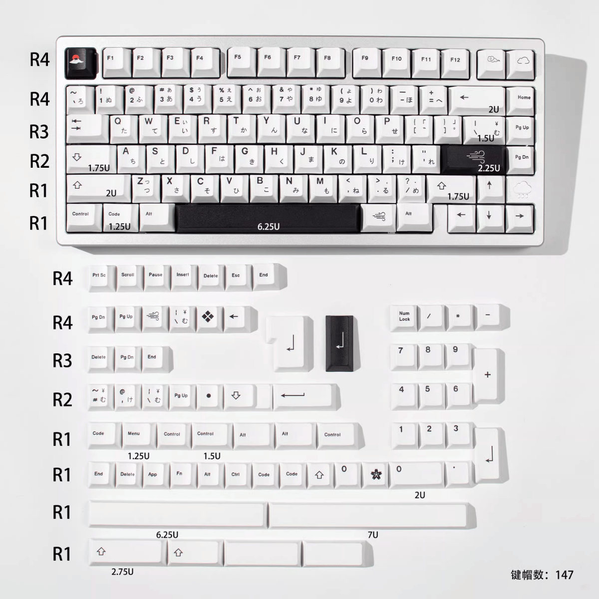 Keycap CMK PBT BOW Cloudy PBT Dye-sub Cherry Profile