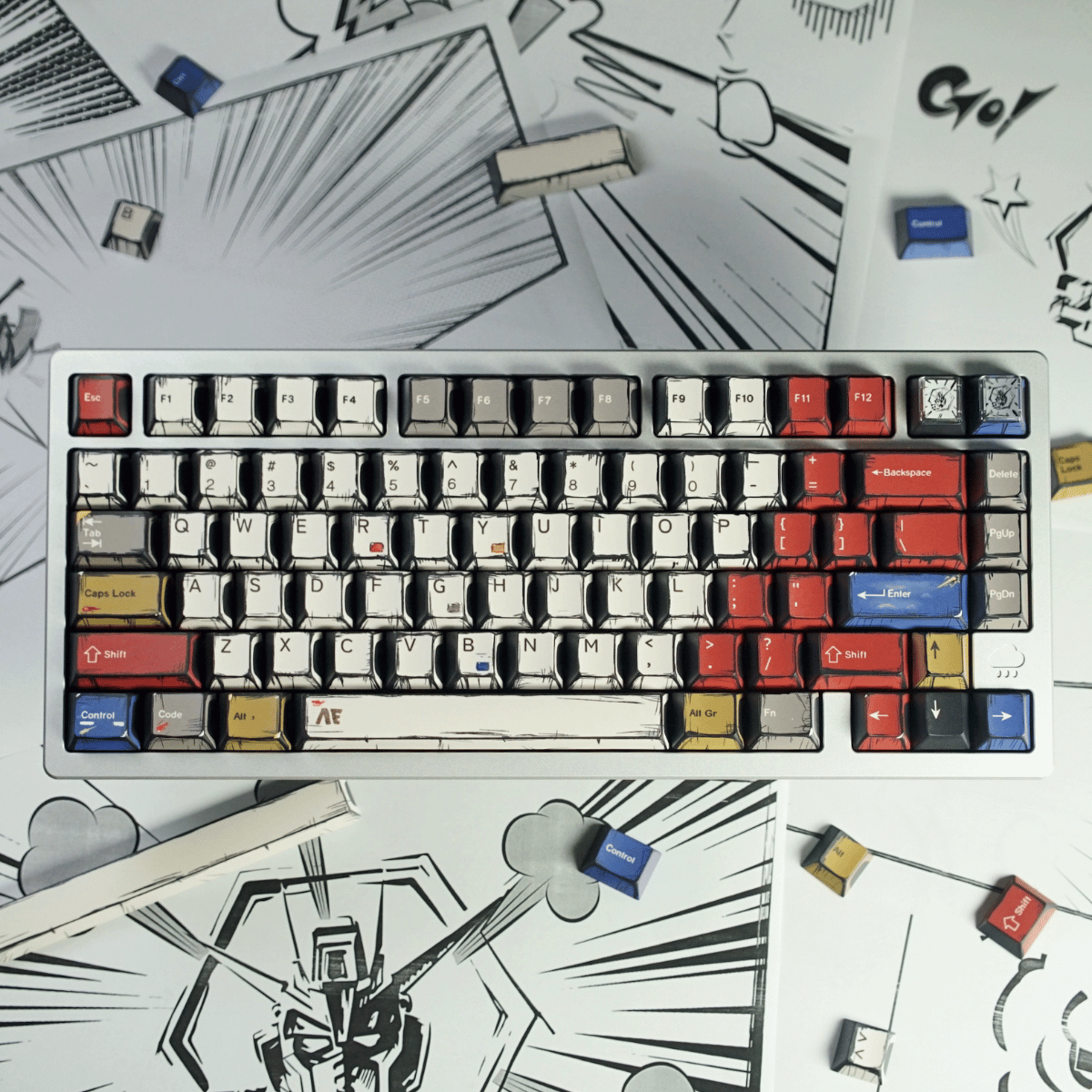 Keycap NDN Comic Style Mix Color PBT Dye-sub Cherry Profile