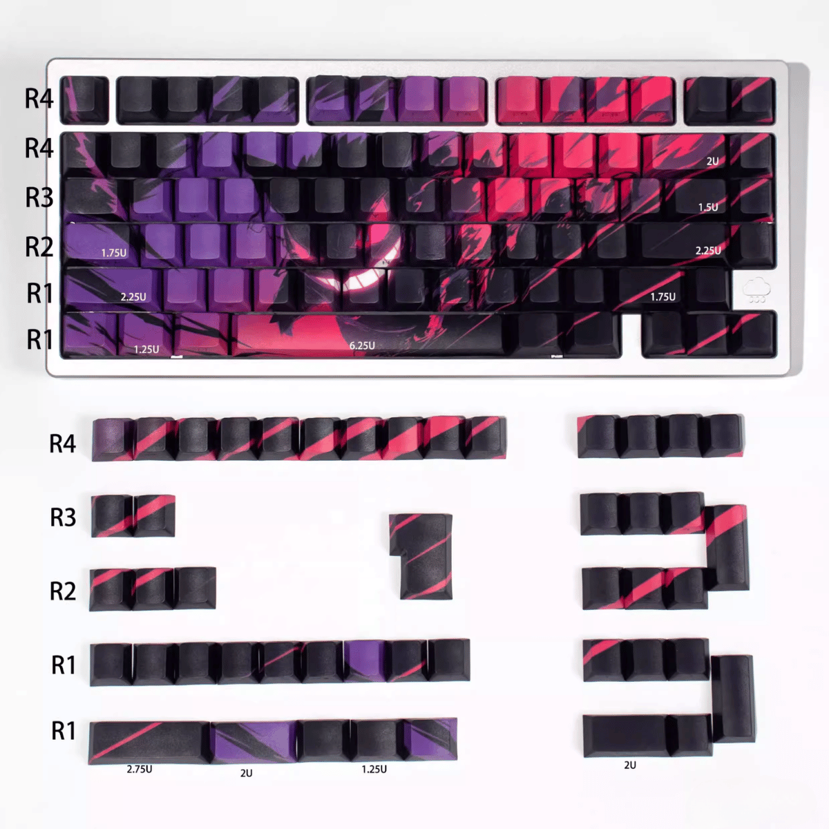 Keycap CMK Pokémon Gengar PBT Dye-sub Cherry Profile