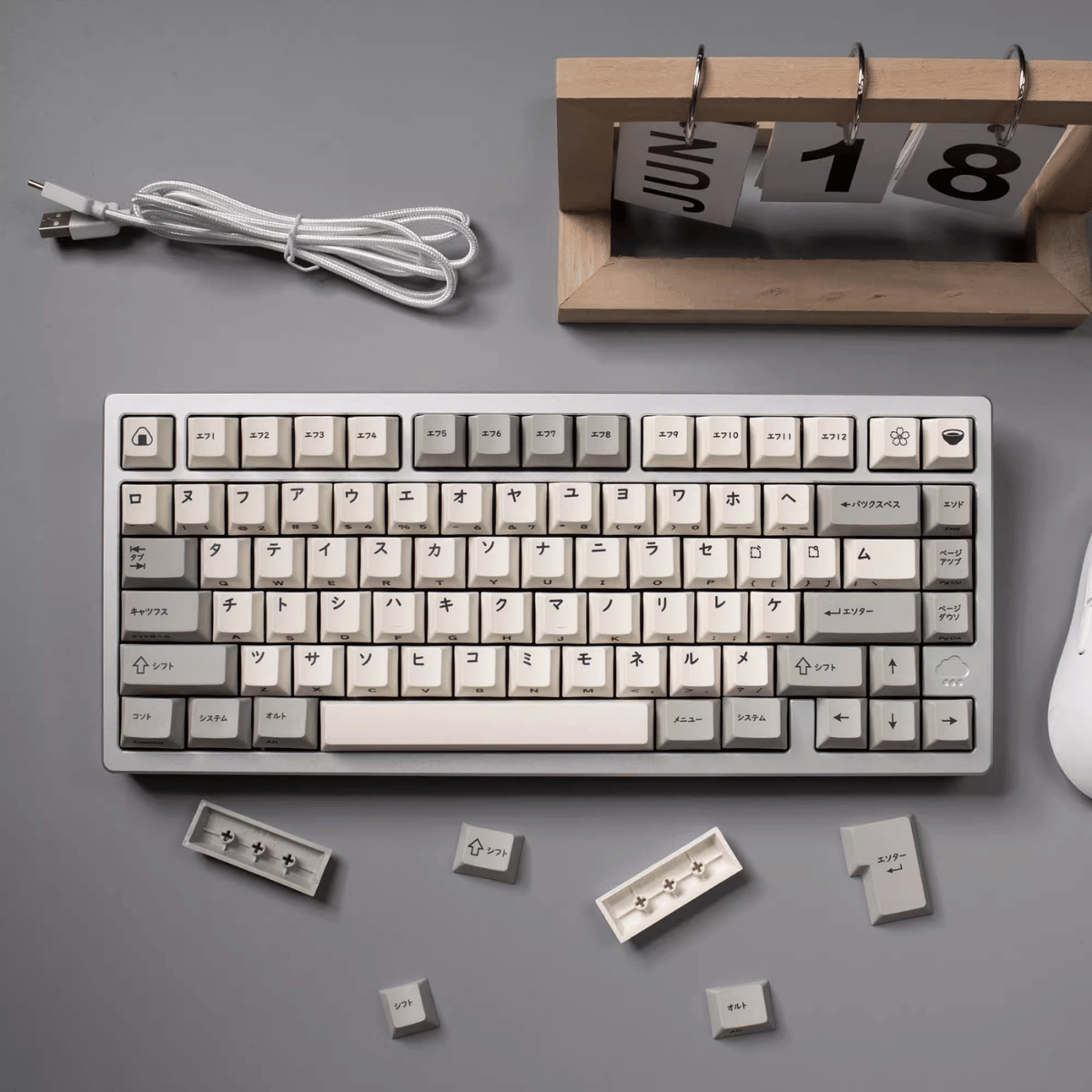Keycap CMK PBT Retro Japanese Katakana PBT Dye-sub Cherry Profile