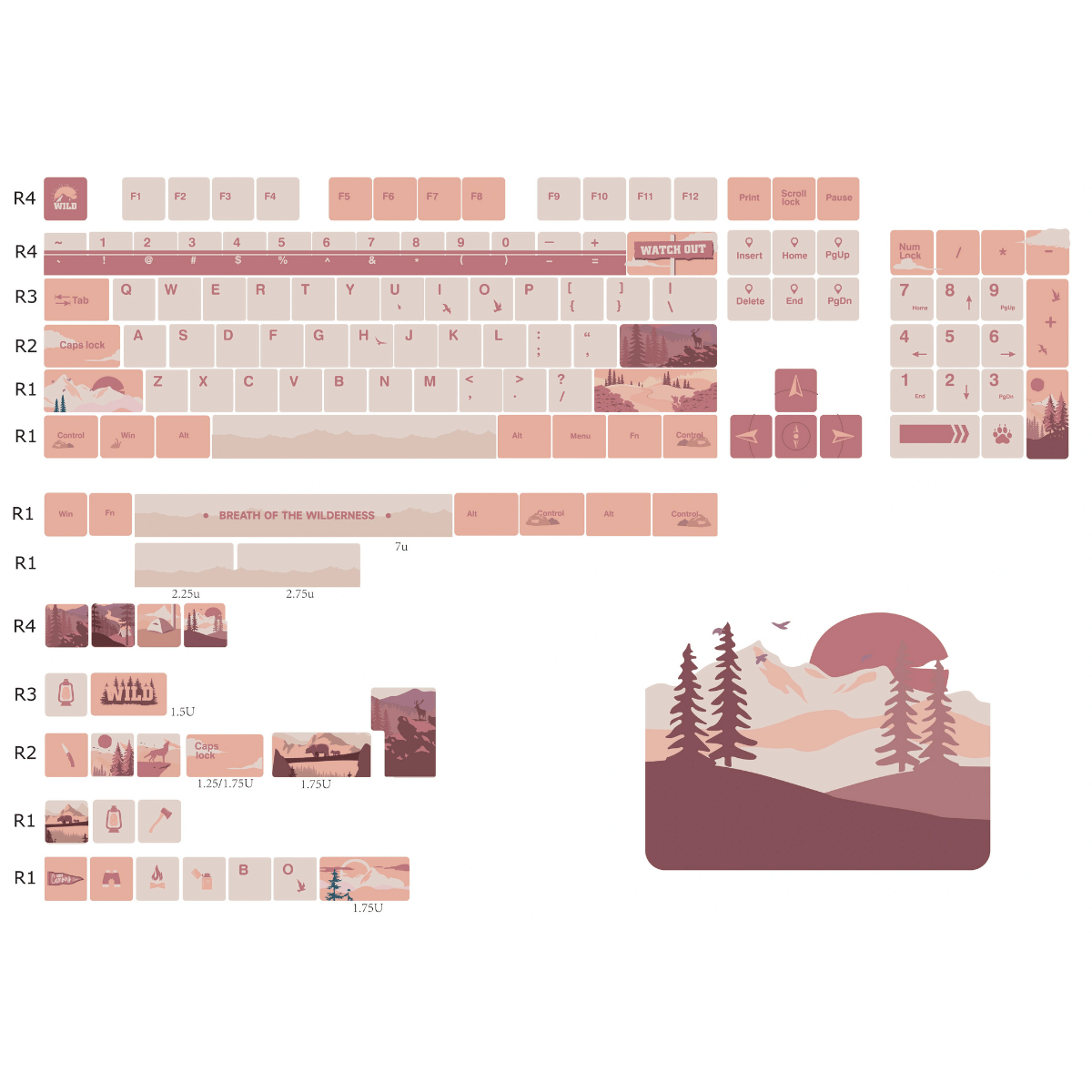 Keycap NDN Twilight Wilderness PBT Dye-sub Cherry  Profile