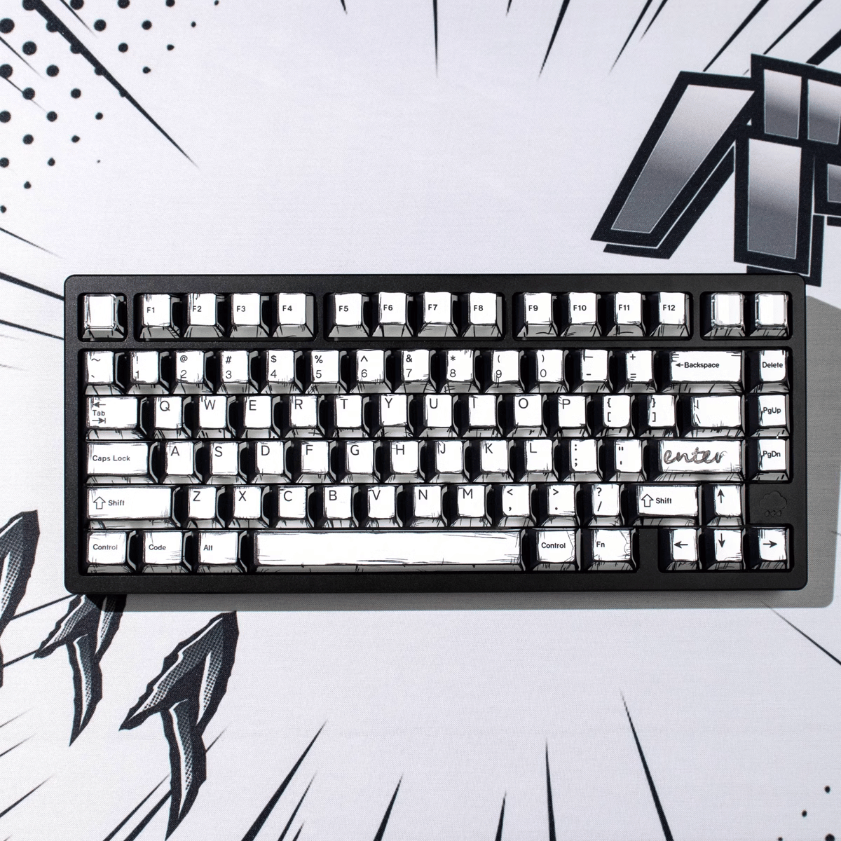 Keycap NDN Comic Style Monochrome PBT Dye-sub Cherry Profile