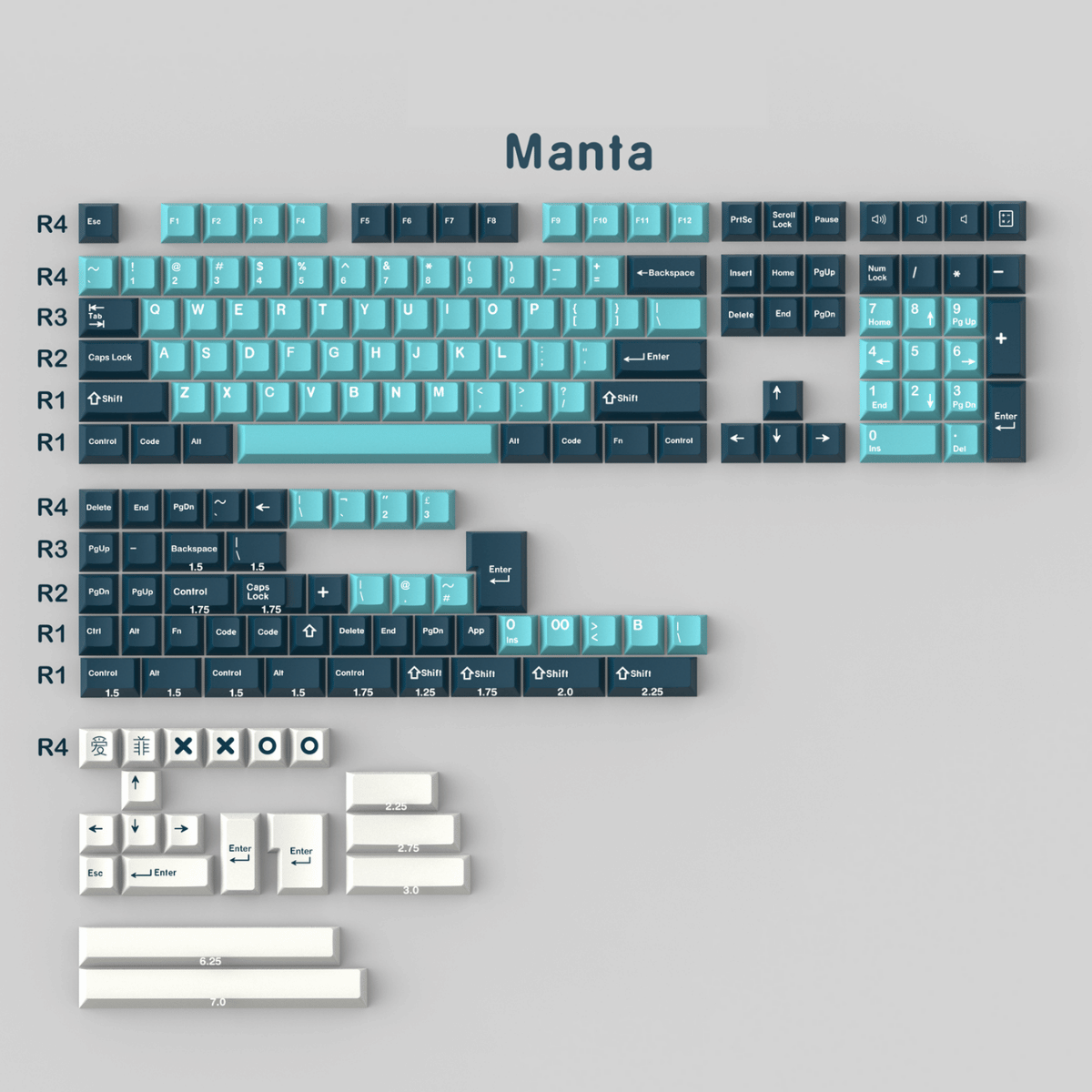 Keycap Aifei ABS Manta ABS Double-shot Cherry Profile