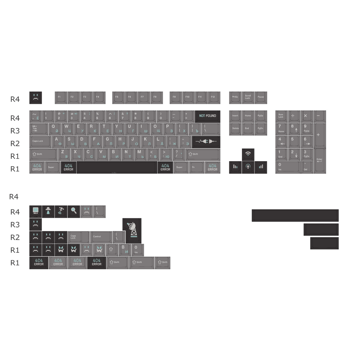 Keycap NDN Error 404 PBT Dye-sub Cherry Profile