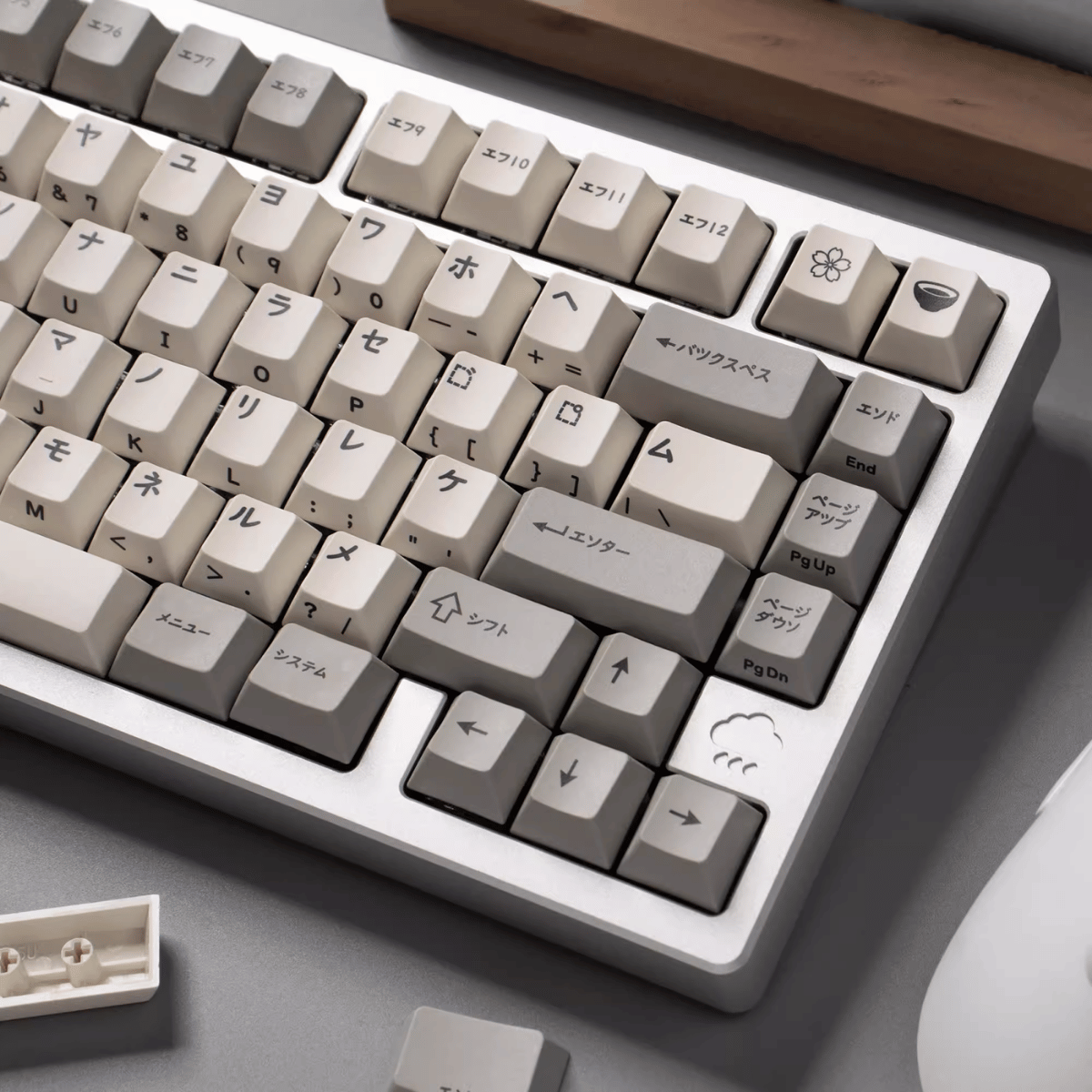 Keycap CMK PBT Retro Japanese Katakana PBT Dye-sub Cherry Profile