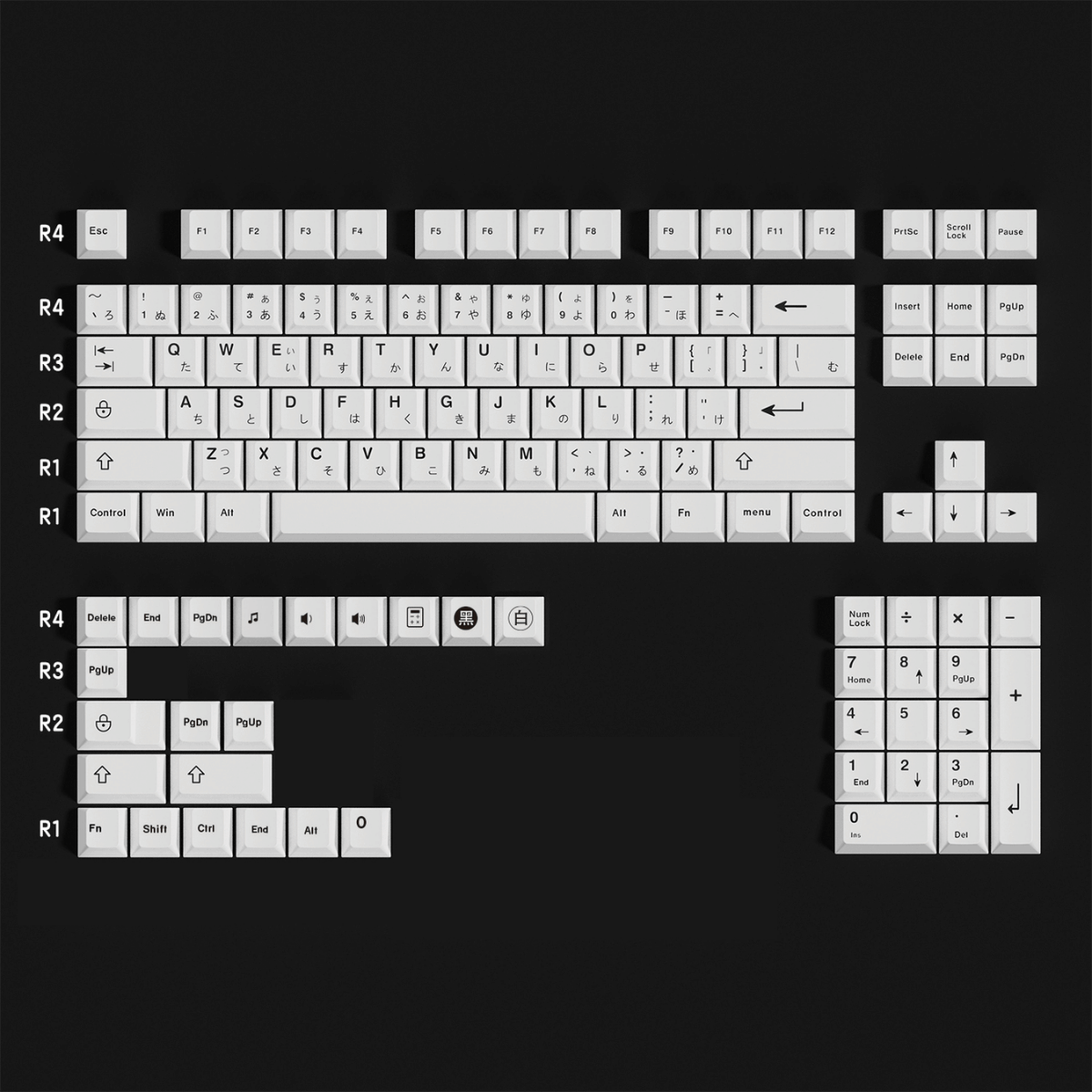 Keycap CMK PBT Black on White Song Ngữ