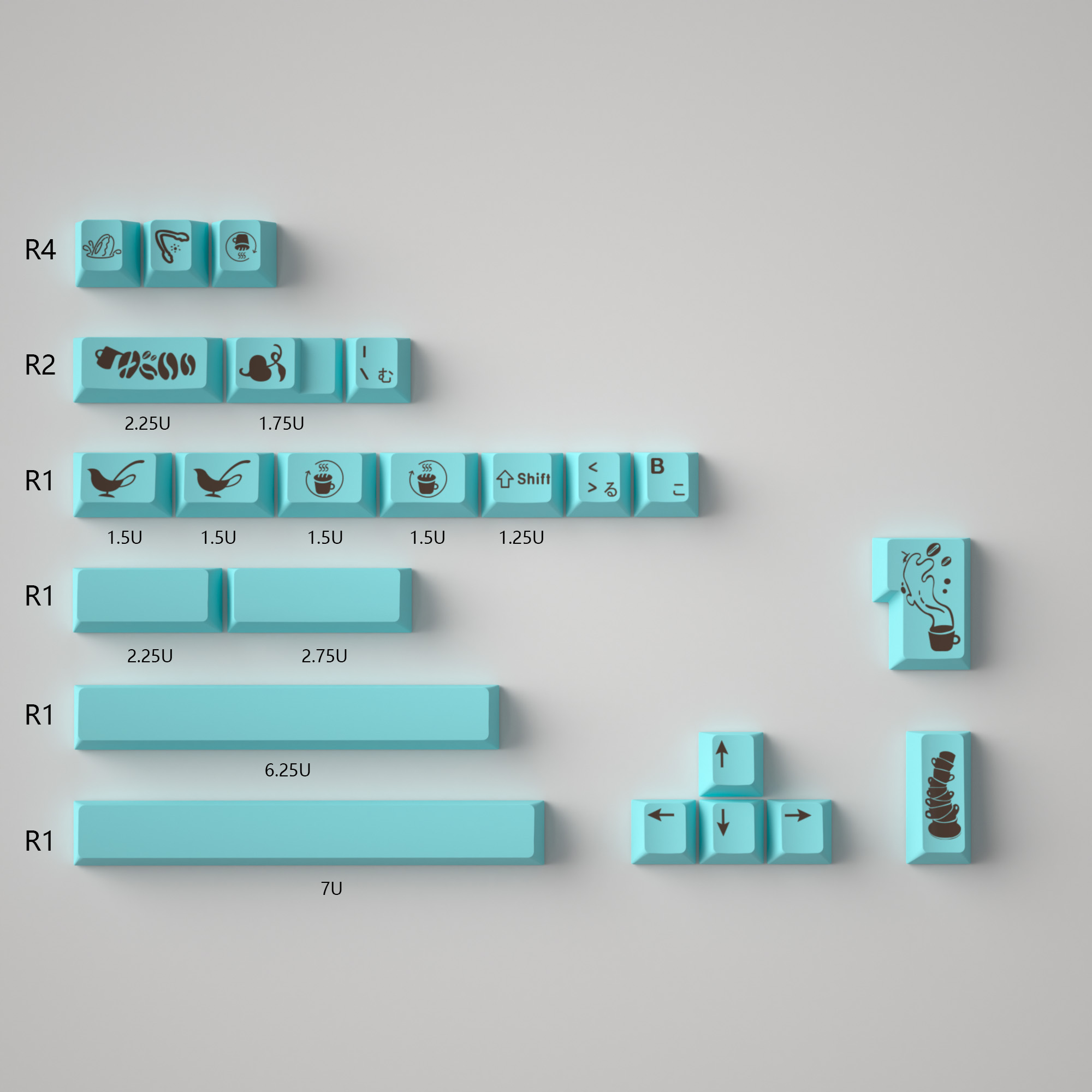 Keycap CMK PBT Afternoon Tea PBT Dye-sub Cherry Profile