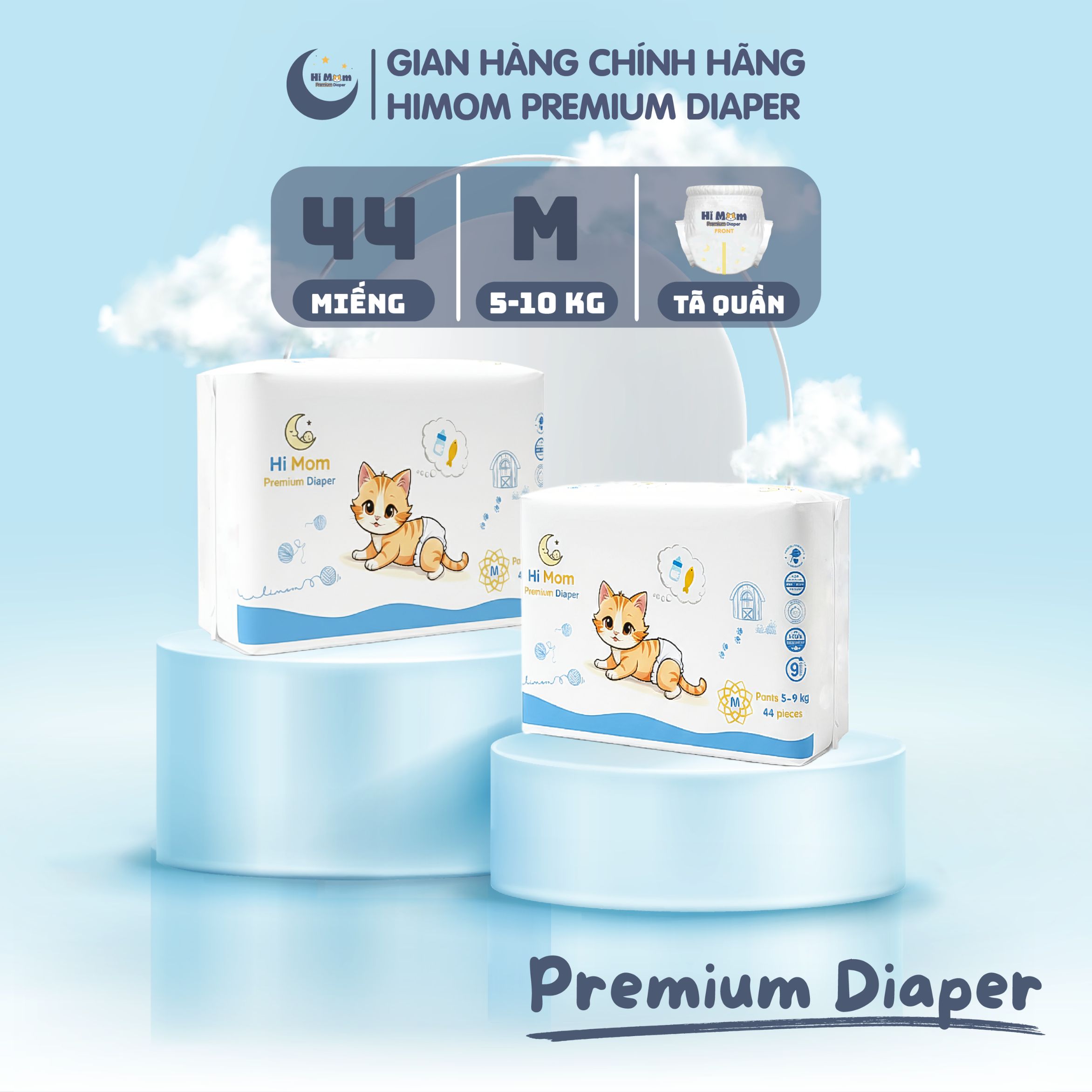 Bỉm quần Hi Mom Size M đai đệm mây