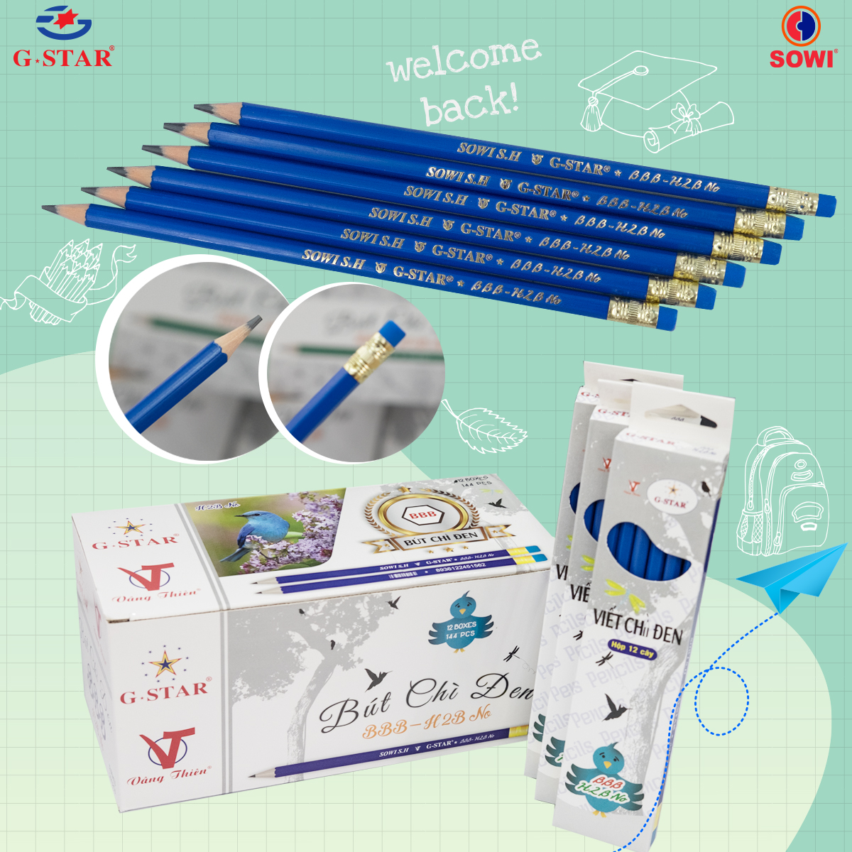 G-Star Bút Chì Đen BBB HB (12 Cây/ Hộp; 12 Hộp/ Lốc; 20 Lốc/ Thùng)