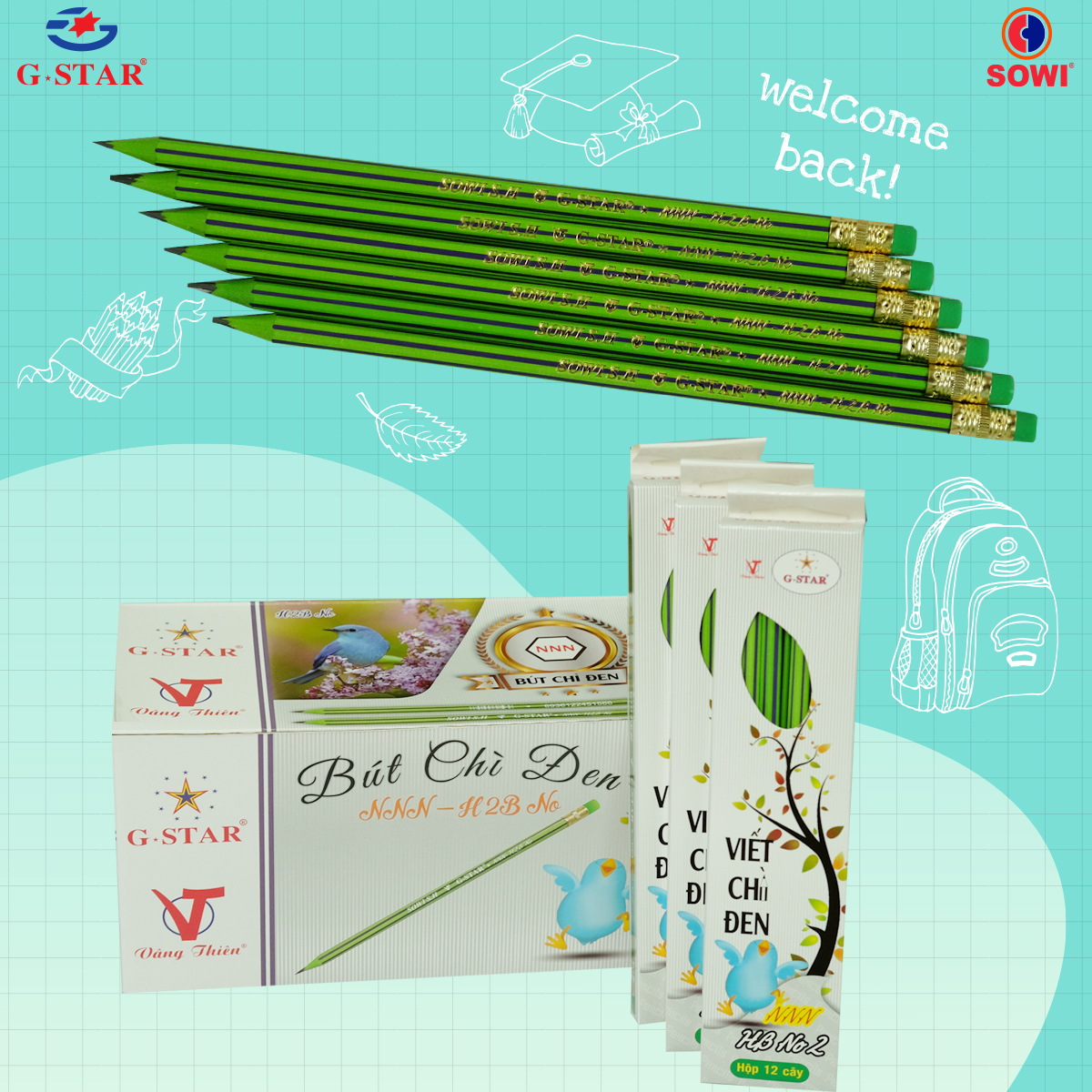 G-Star Bút chì đen H.2B NNN (12 Cây/ Hộp; 12 Hộp/ Lốc; 20 Lốc/ Thùng)