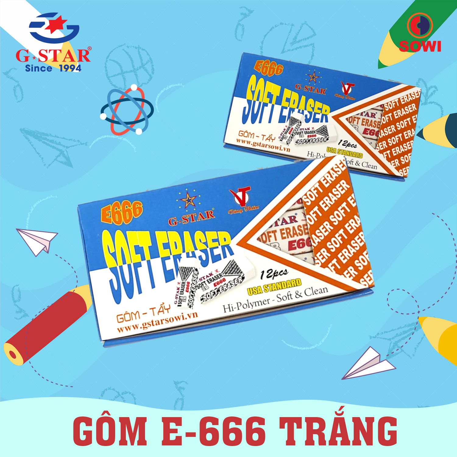 G-Star Gôm E666 (12 Cục/Lốc; 30 Lốc/ Thùng)
