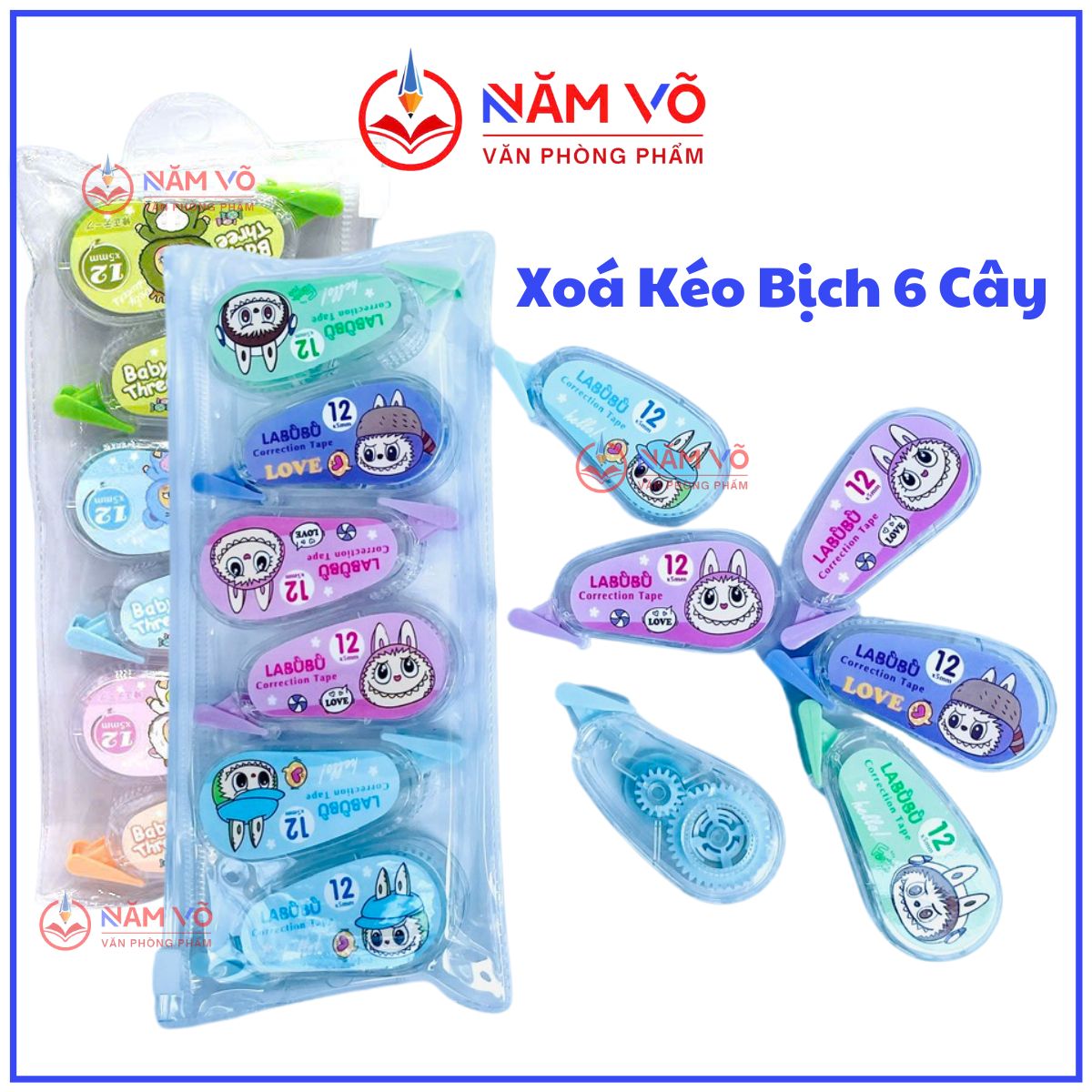 Xóa Kéo Bịch 6 Cây 955 (6 Cây/ Bịch; 18 Bịch/ Lốc; 24 Lốc/ Thùng; 432 Bịch/ Thùng)