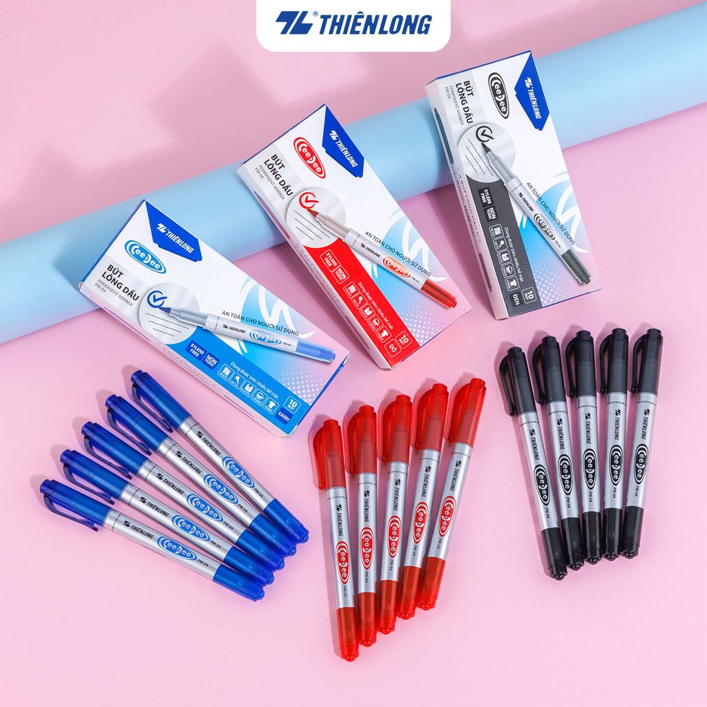 . TL - Bút Lông Dầu Nhỏ PM04 (Xanh, Đỏ, Đen) (10 Cây/Hộp)