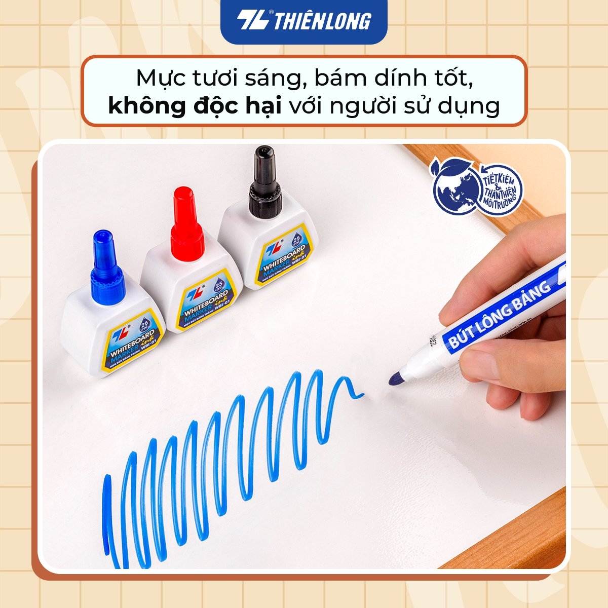 TL - Mực Bút Lông Bảng WBI-01 (Xanh, Đỏ, Đen) (6 chai/Lốc)