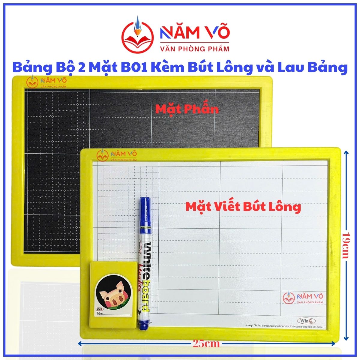 Win Q Bảng Bộ 2 Mặt B01 (1 MẶT PHẤN + MẶT LÔNG) (10 Cái/ Lốc; 80 Cái/ Thùng)